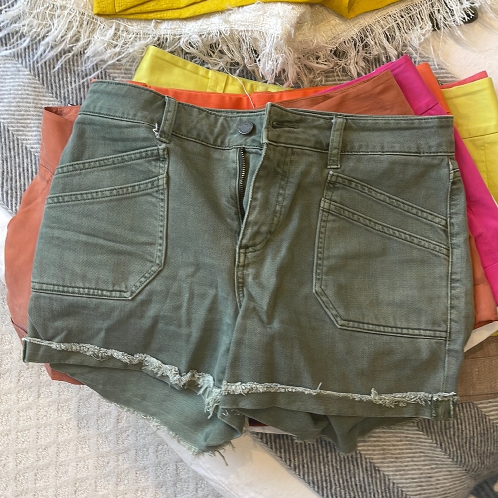 Green denim Paige shorts